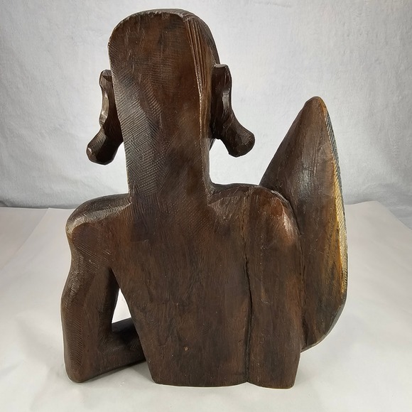 African Tribal Wood Carving Warrior‎ Sculpture Bust Statue Figure Art Decor 12" - Picture 3 of 16